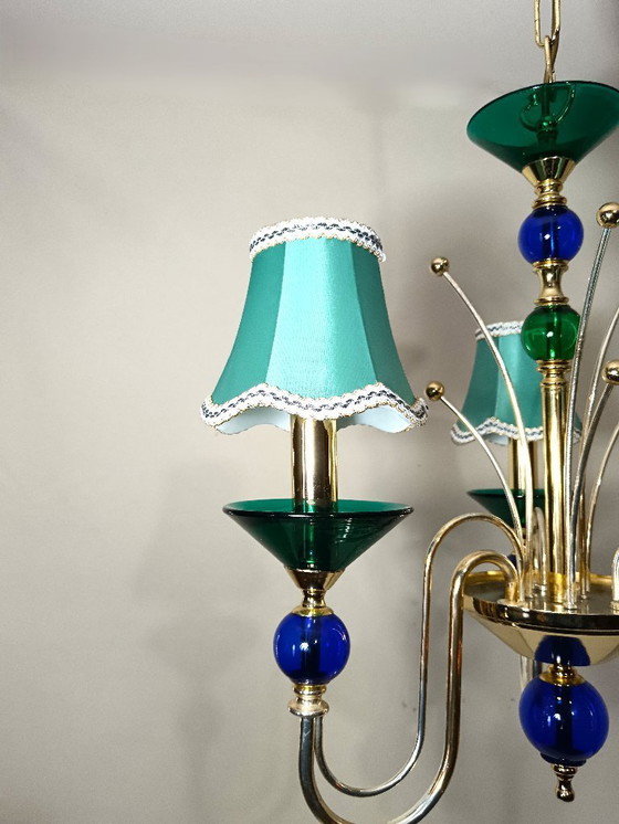 Image 1 of Plafondlamp, kroonluchter, art deco, Hollywood Regency, Gatsby, Murano glas, luxe verlichting, zeldzaam