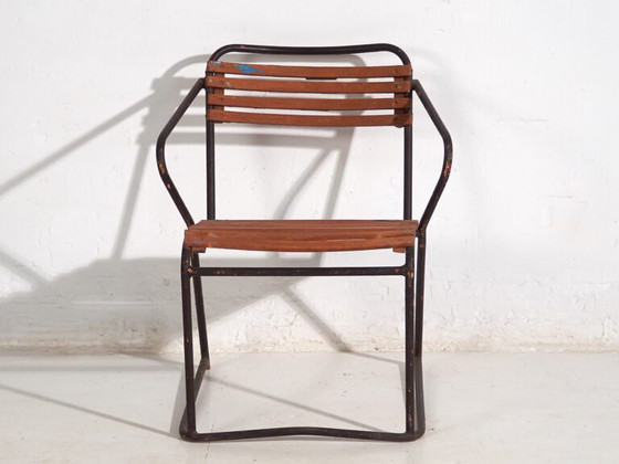 Antiker Outdoor-Stuhl mit Armlehnen (ca. 1920) – Gartenstühle, Wood, Iron (photo 23 of 30)