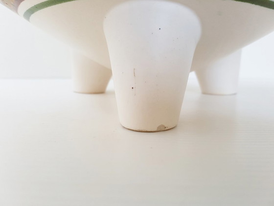 Image 1 of Large Bayeux earthenware ceramic tripod vase with handles, 1950s vintage