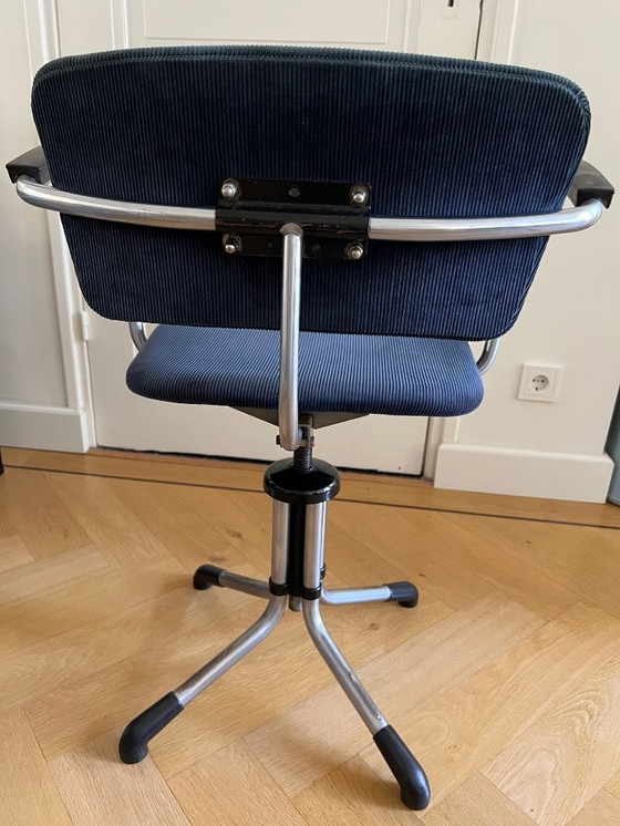 Image 1 of Original 1930er Gispen 354 Bürostuhl blau