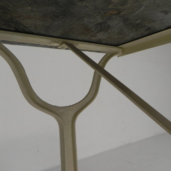 Image 1 of Mesa de jardín, mesa bistro con tapa de mármol, años 50