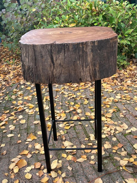Image 1 of Robust side table made from an old mooring post and steel frame