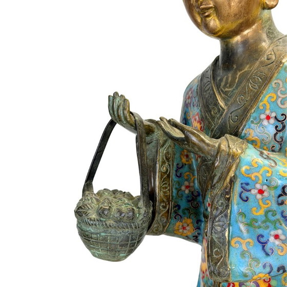 Monumentales chinesisches Cloisonné-Paar Lü Dongbin und Lan Caihe – Qing, 19. Jahrhundert – Bildhauerei (photo 4 of 5)