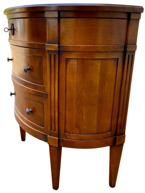 Image 1 of Louis XVI style cherrywood three-drawer half-moon commode