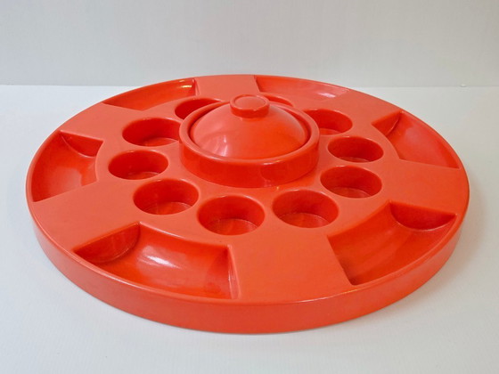 Image 1 of Grote vintage oranje plastic dienblad uit de jaren 70, Bismuth Creations Parijs jaren 70