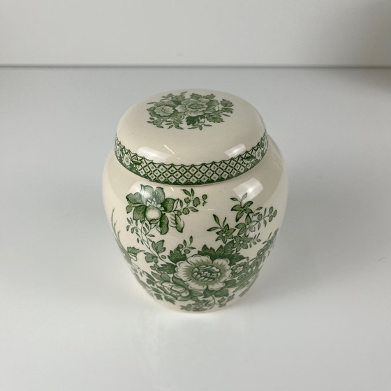 Image 1 of Een paar Mason's Ironstone-dozen, "Stratford"-groen decor, Engeland, 1970
