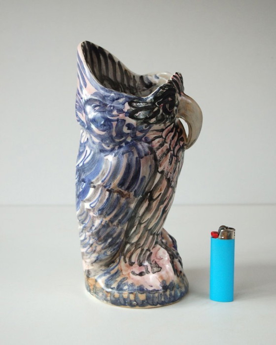 Image 1 of Vintage ceramic vase in the shape of a grotesque owl, Spain 1970s