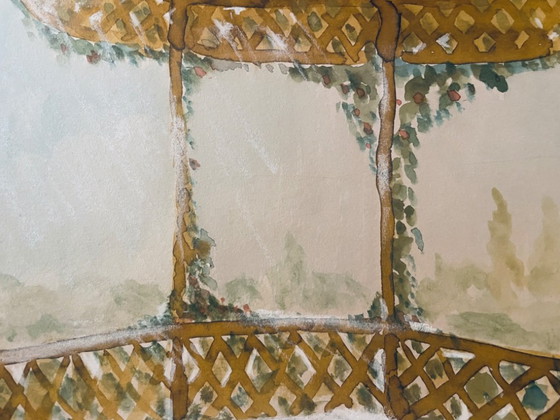 Image 1 of Watercolor painting signed "Provençal table under the arbor"