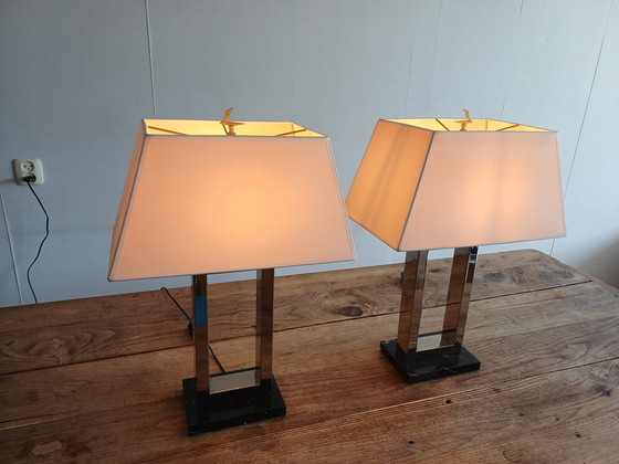 Image 1 of Lámparas de mesa cromadas modernas de mediados de siglo.