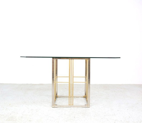 Image 1 of Vintage brass and glass dining table, 1970s