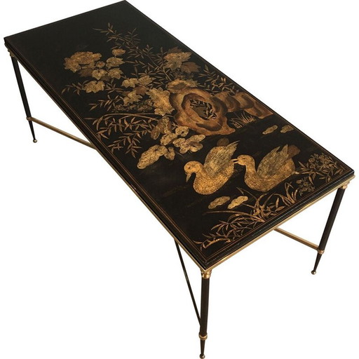 Table basse vintage en laiton néoclassique 1940