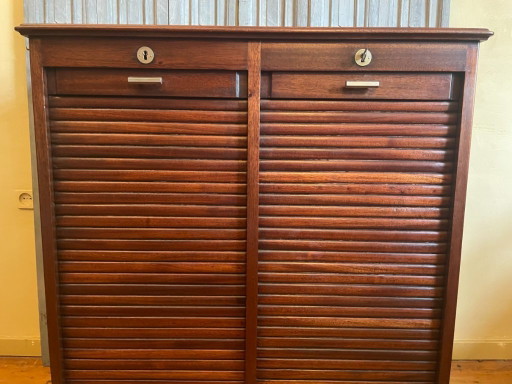 Roller shutter cabinet Filing cabinet Music cabinet Art Deco 1930 French – opbergkast, Aluminium (photo 2 of 15)