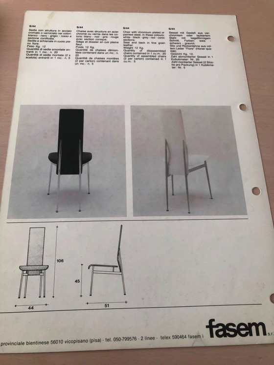Fasem S/44 by Giancarlo Vegni – Set of 6 – Eetkamerstoelen, Leather, Metal (photo 6 of 6)