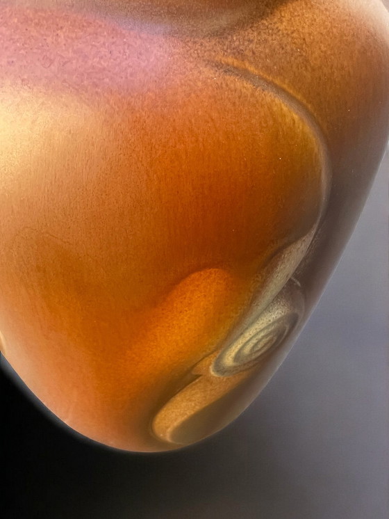 Image 1 of BAY model 720-45 - Large vintage floor vase, brown ceramic with relief pattern, 60s/70s