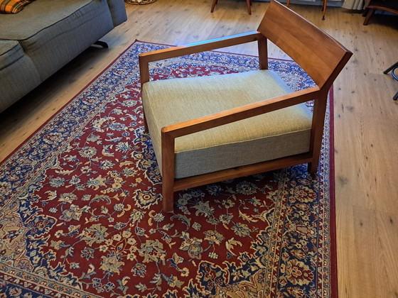 Scandinavische Fauteuil Met Olijfgroene Stoffering – Myka Home, Textile, Wood (photo 4 of 9)