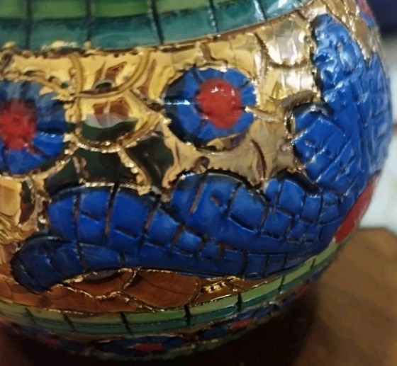 Image 1 of Deruta Byzantine-style majolica coffee set with pure gold