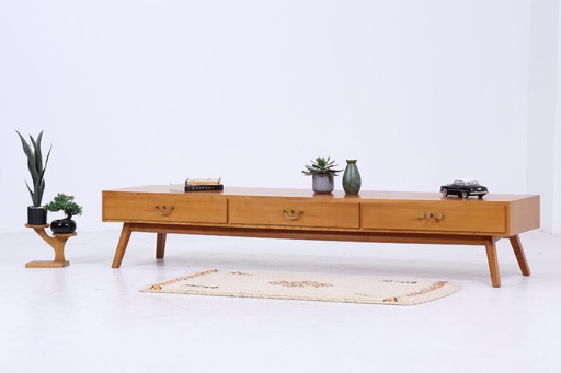 Vintage lowboard 60s | Mid - Century sideboard with drawers retro wood storage #04-47