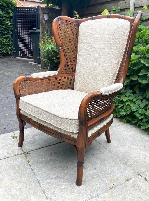 Giorgetti Wingback 1970s Armchair-Faux Bamboo.
