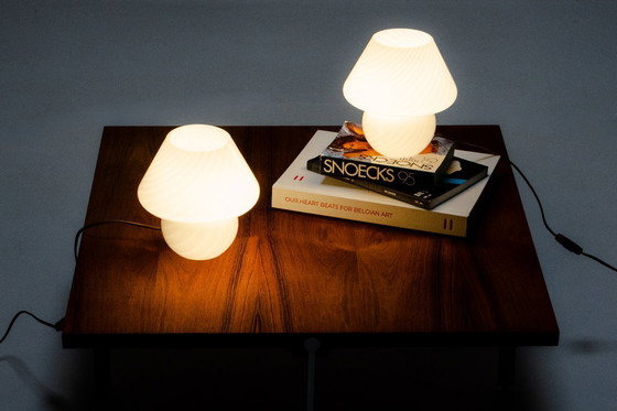 Image 1 of Set of 2 Mushroom Table Lamps by Venini for Mazzega, Italy, 1960s