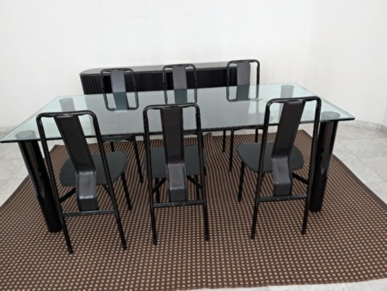 Zanotta Marcuso Mesa de comedor, Mesas de comedor, Vidrio, Metal, Transparente, Modern (foto 4 de 5)