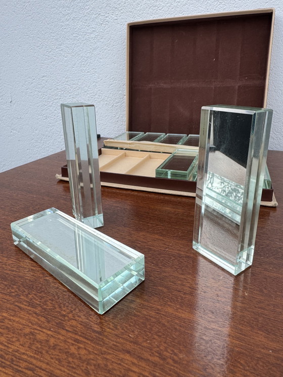 Image 1 of Art Deco messenhouder van spiegelend kristal