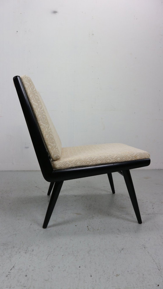 Image 1 of 2x 'Boomerang' H. Mitzlaff, E. Schmidt per Soloform, sedie a sdraio bouclé, 1953