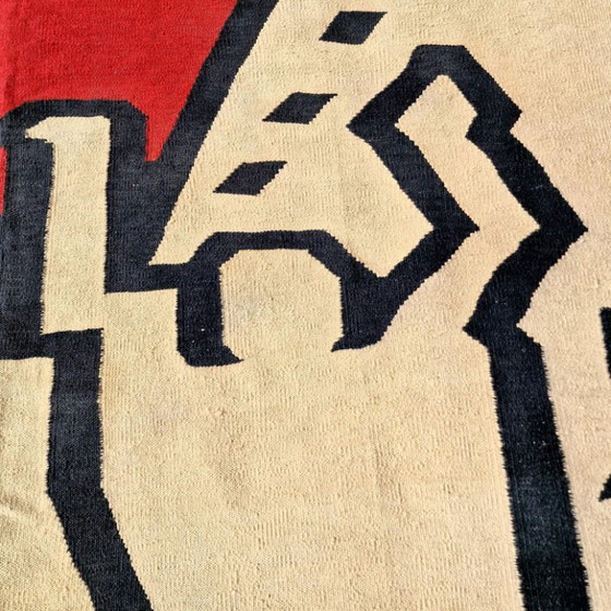 Handgeweven wandtapijt met Keith Haring-hartmotief | Hedendaagse popart (309 x 190 cm) (photo 6 of 9)