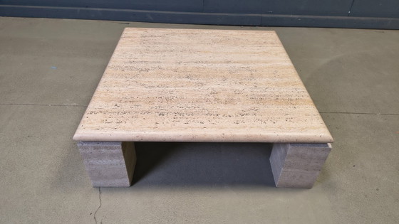 Image 1 of Table basse en travertin, années 1970, Italie
