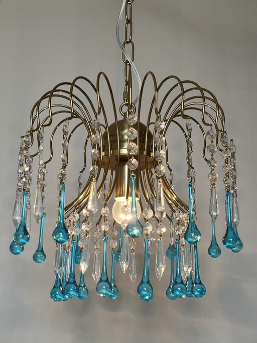 Lámpara de araña Murano Vintage Azul con forma de lágrima