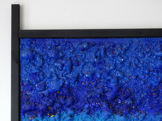 Obra de arte abstracta con textura, azul y multicolor, CB, Pinturas y dibujos, Otro, Madera (foto 4 de 11)