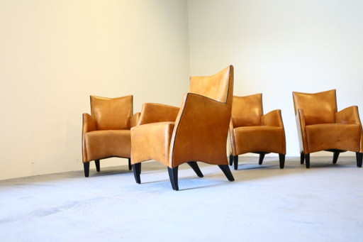 8x Model Bergere Bart van Bekhoven Voor Artistiek Breda schapenleren eetkamerstoelen
