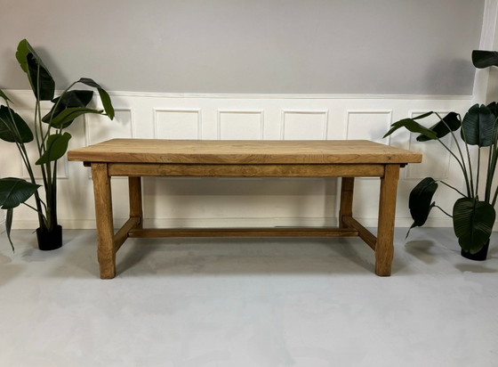 Image 1 of Table de ferme, table de domestique, table de taverne, table ancienne, bois d'orme