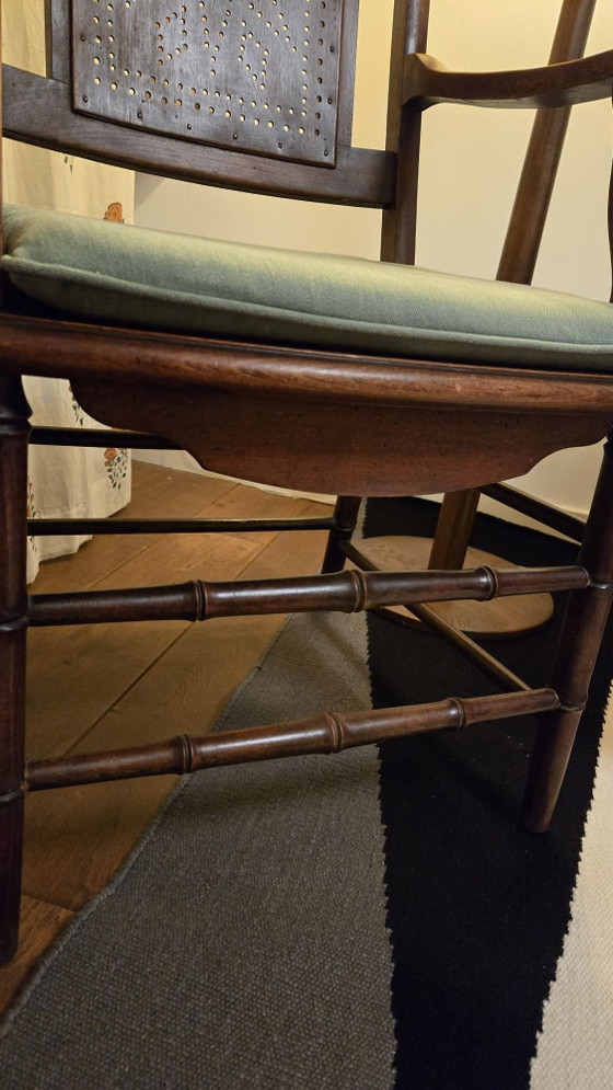 Poltrona Antica in Legno con Schienale a Motivo Stellato – Poltrone (photo 8 of 8)