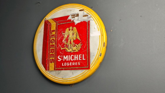 Image 1 of Enamel sign St Michel Cigarettes, 1953 