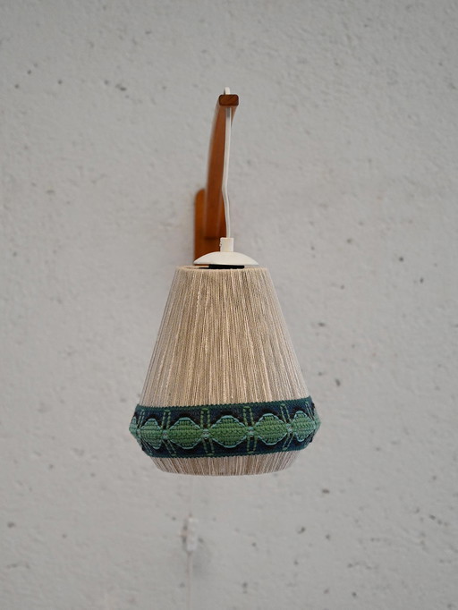 Vintage Scandinavian wall light in teak and fabric
