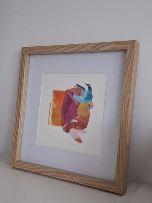 Œuvre d'art encadrée ''Free Bird 2'' - Collage de peintures abstraites