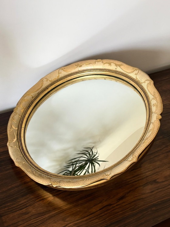Vintage Gilded Convex Round Mirror Regency by Atsonea – Wood (photo 2 of 10)