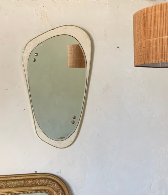 Asymmetrical gold wall mirror rearview mirror – Crystal, Vintage (photo 3 of 7)