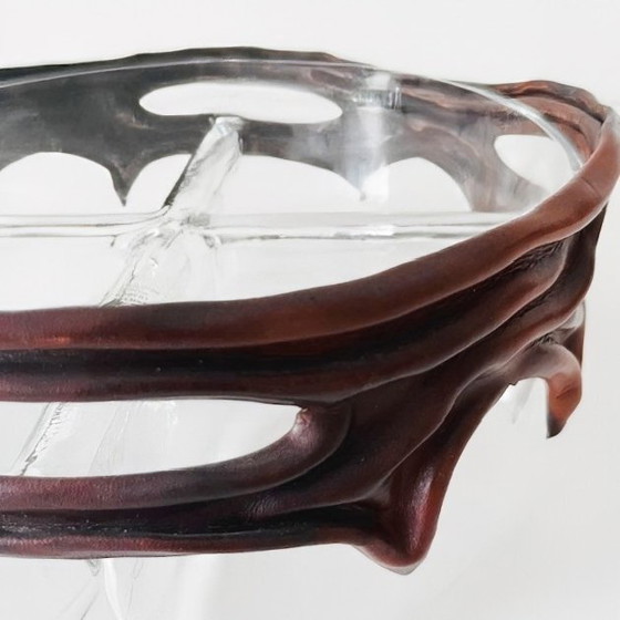 Ciotola in vetro dal design brutalista vintage con decorazione in pelle, Robert Kremsky, anni '90 – Ciotole (photo 8 of 16)