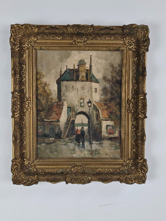 Image 1 of 19th-century oil painting – City Gate Harderwijk, NL