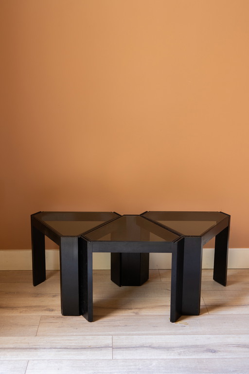 Porada Arredi Stackable Modular Tinted Glass Side Coffee Tables, Set of 6