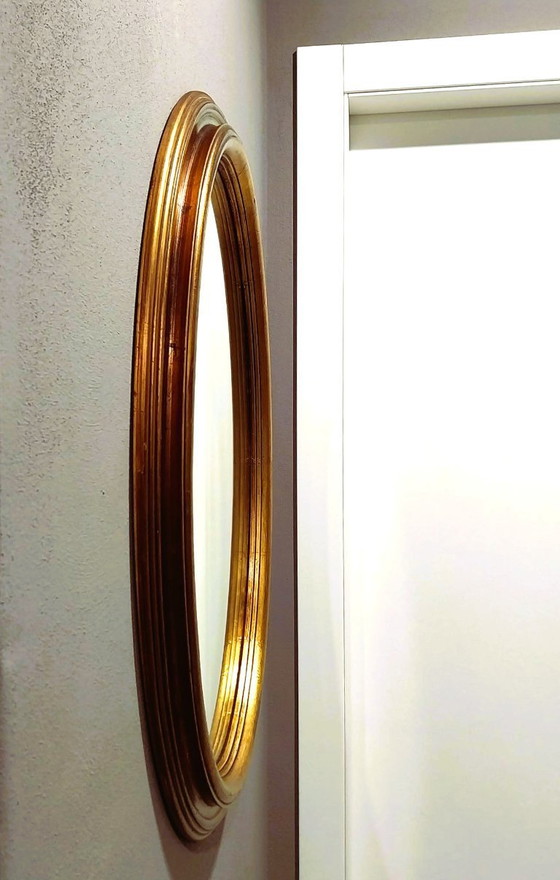 Image 1 of Julklapp Christmasgift Vintage Italiaanse ovale wandspiegel met vergulde houten lijst - Elegante klassieke decoratie