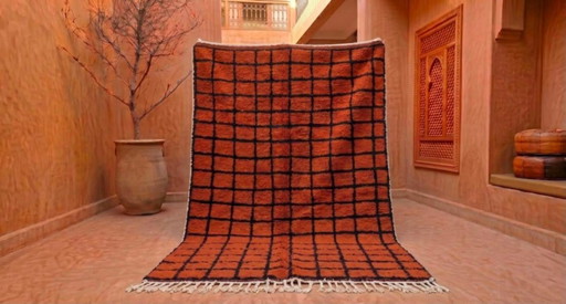 Elegant Marokkaans tapijt – Handgemaakt Atlasgebergte wol 250cmx150cm – vloerkleden en tapijten, Cotton
