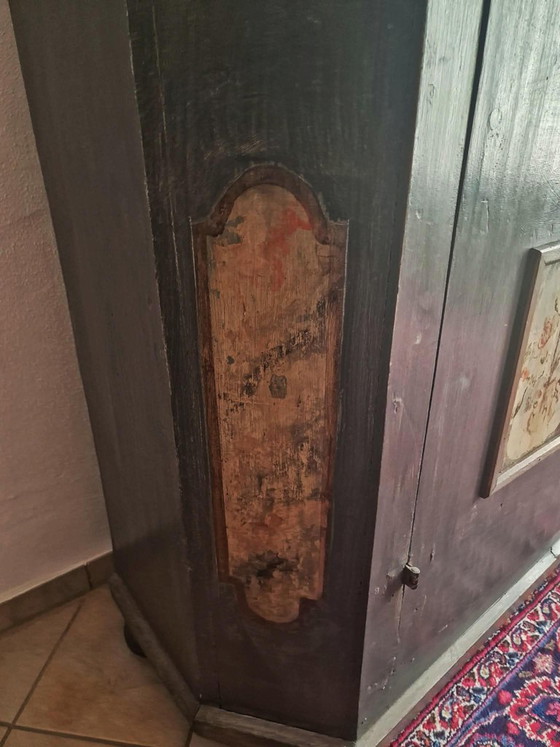 Armadio antico 1805 dipinto a mano, arte popolare alpina (Bauernschrank), Legno, Altro, Grigio, Klassiek (foto 6 di 6)