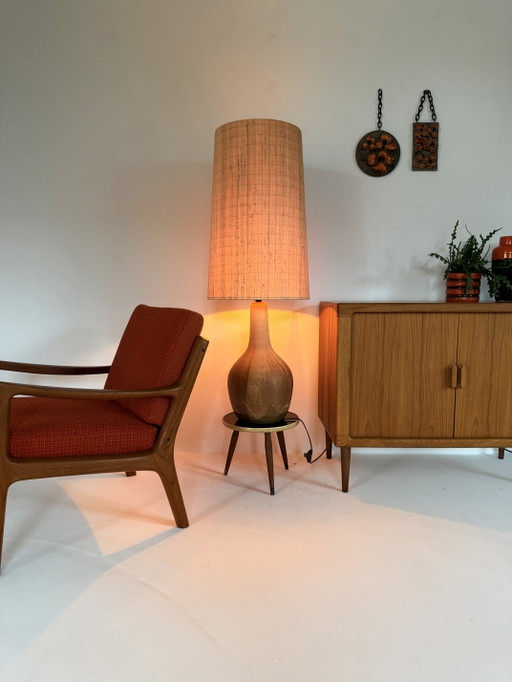 Vintage XL keramieken Vloerlaml, Krösselbach ‘70 – vloerlampen, Wool, Ceramic