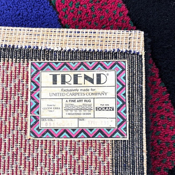 Image 1 of Groot geometrisch wollen vloerkleed van Gianni Erba voor Trend, jaren 80.