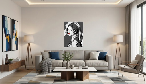 Vermeer Chanel Pop Grey - Pintura Acrílica sobre Lienzo - (60x80 Cm)