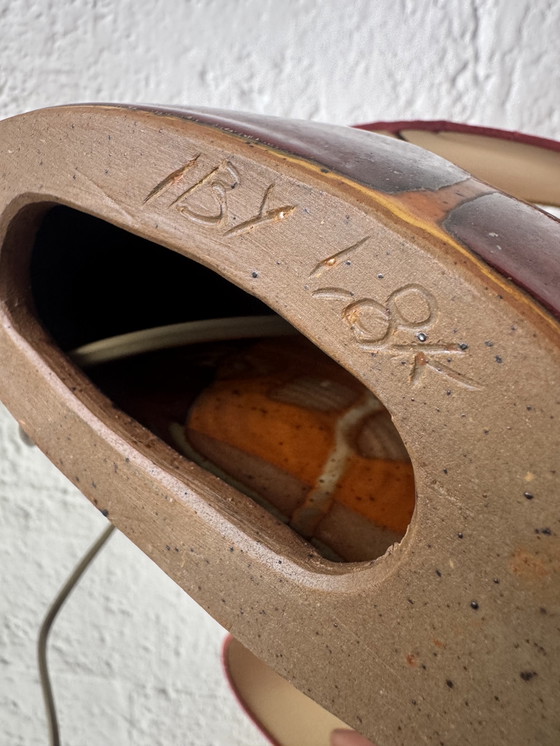 Image 1 of Handgemaakte lamp van keramiek en zijde uit de jaren 90