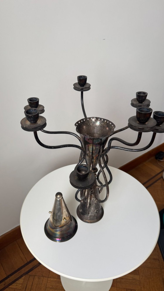 Image 1 of Versilberter Driade-Kerzenständer „Simon“ – Borek Sipek – 7-armiger Designklassiker