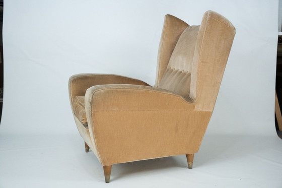 Image 1 of Mid-Century attributed Melchiorre Bega single Armchair in velvet. Italy 1950s